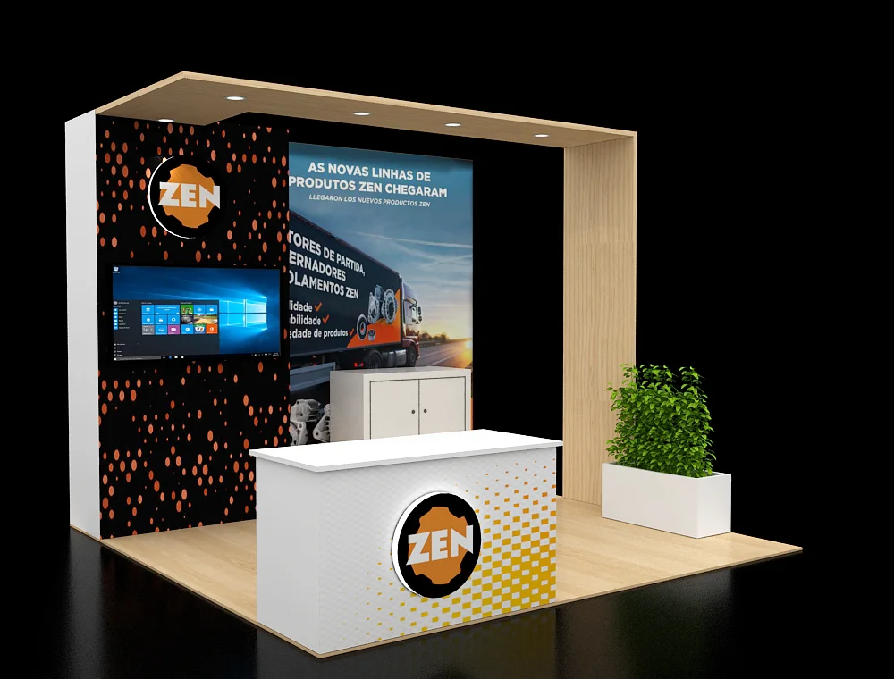 Exhibit stand 10x10 with dual side counters